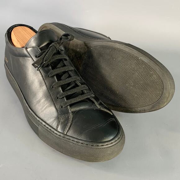 COMMON PROJECTS Size 8 Black Leather Low Top Sneakers - Picture 5 of 9